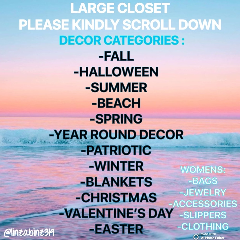 Closet Categories- Please Scroll Down To See More Selections